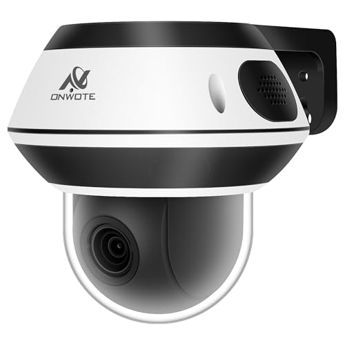 ONWOTE PTZ PoE IP Security Camera 350 Pan 87 Tilt 5X Optical Zoom 4K 8MP 2 Way Audio 2.7-13.5mm Motorized Lens AI Human Vehicle Detection 60ft-100ft IR Outdoor Dome with Audio