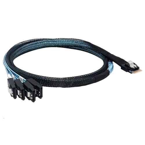 Cable Slimline SAS SFF-8654 a 4X SATA 1.0 m Negro miniatura 3
