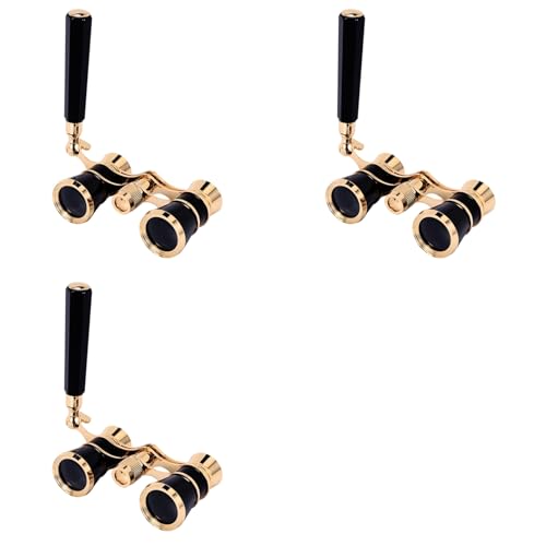 Telescopio de Ópera 3X25 Negro con Lente Recubierta y Mango Ajustable para Teatro