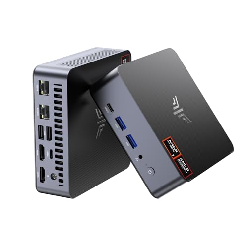 NiPoGi AM21 Mini PC ΑΜD Ryzen 7 8745HS(8C/16T, Max 4,9 GHz) 16Go DDR5 5600MHz(Max 96Go)+ 512Go M.2 NVMe SSD(Max 4 to) 4K Quad Affichage(USB4/HDMI 2.1/Type-C)...