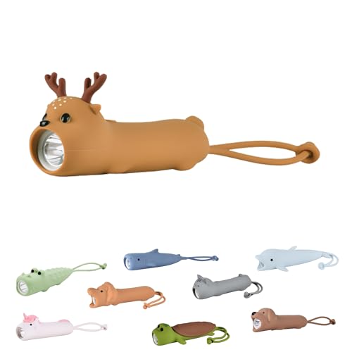 Winkee Lampe Torche Enfant Rechargeable LED en Silicone – Lampe de Poche Renne pour Camping, Randonnée et Voyages – Batterie Intégrée Jusqu’à 12 h...