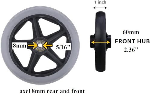 Walker Rollator Drive Wheelchair Replacement Parts Wheel (1) Grey Tire (HL320W (Front))