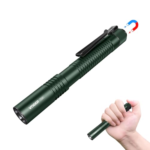 VTIGER T2A Lampe Torche EDC Compacte 1500 Lumens – LED Rechargeable AA, Super Lumineuse avec Interrupteur Arrière Tactique et Aimant pour Camping,...