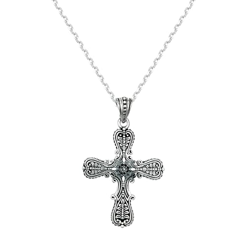 Cross Necklace for Women, 925 Sterling Silver Gothic Religious Pendant, Dainty Christian Jewelry for Daily Wear, Birthday and Mothers Day Gift