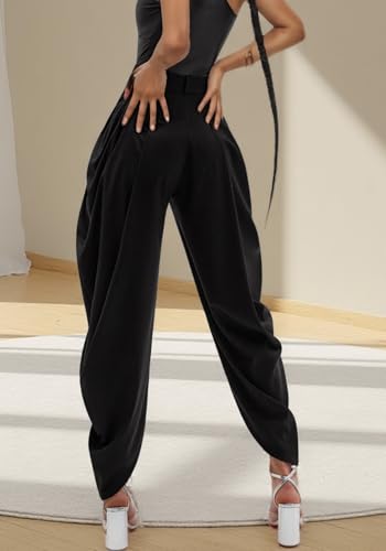 LETSVDO Women's Dress Slacks High Waist Baggy Barrel Pleated Business Work Pants Casual Wide Leg Palazzo Pants Trousers4