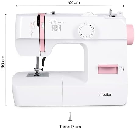 Bild 4 - MEDION Nähmaschine SM70 (70 Watt, 12 verschiedene Stichmuster, LED Nählicht, einstellbare Stichlänge, Rückwärtstaste, Fadenschneider, MD11179) rosa