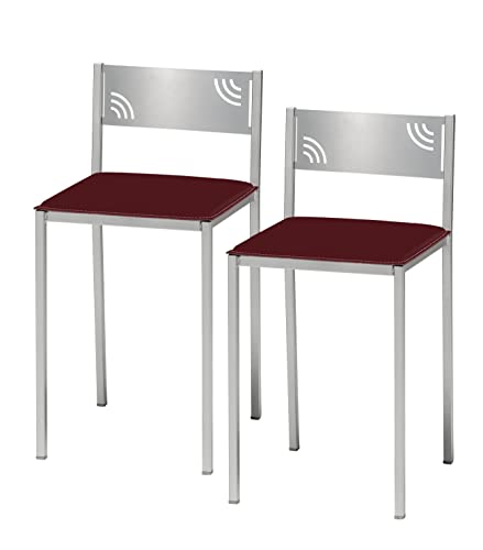 Due sgabelli da cucina con schienale basso in similpelle bordeaux altezza della seduta 45 cm