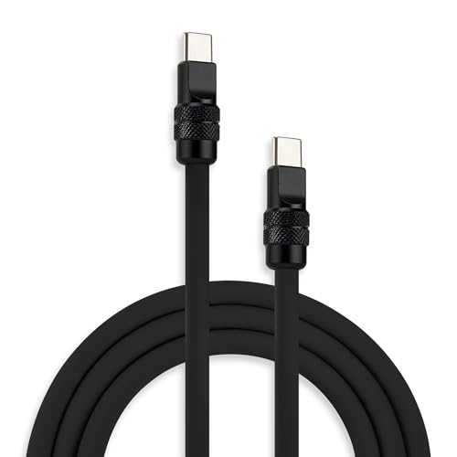 Image of chubbycable Chubby 2.0 USB C 240W Fast Charging Cable Silicone Soft Durable USB C Cable Extra Thick Charger Cord Compatible with iPhone 17-15 Series iPad, Black+Black, Type-C to Type-C, 4.9FT