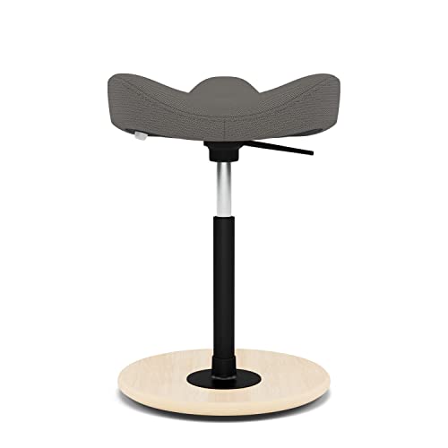 Image of Varier Move Tilting Saddle Stool (Dark Grey Revive Fabric with Natural Ash Base)