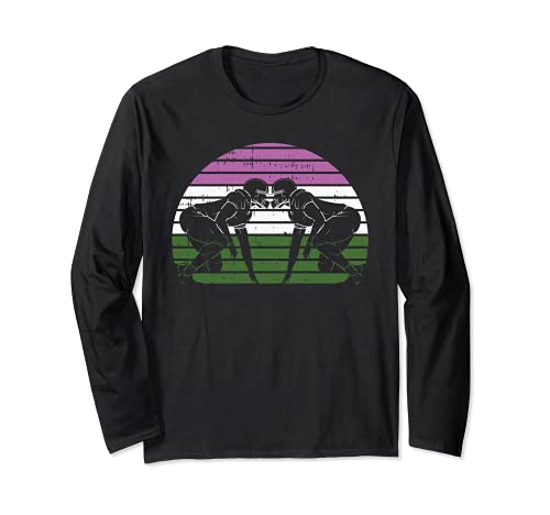Football Player LGBT-Q Retro Gender-Queer Pride Rugby Sport Long Sleeve T-Shirt, Black