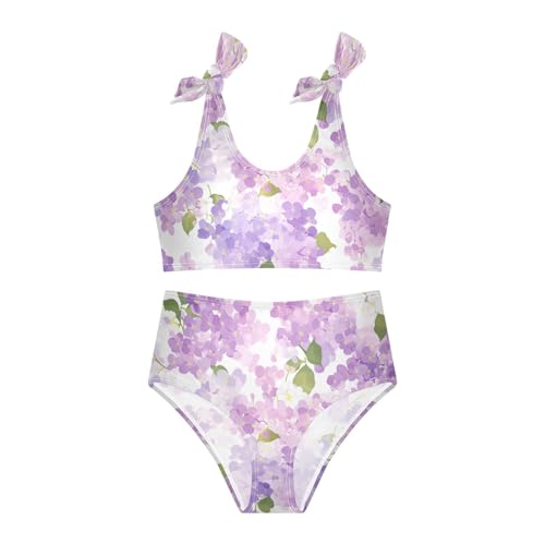 KLL Elegant Decorative Lilac Flower Tillable Girls Two Piece Bikini Sets Quick-Dry Bathing Suit Swimwear Adjustable Shoulder3