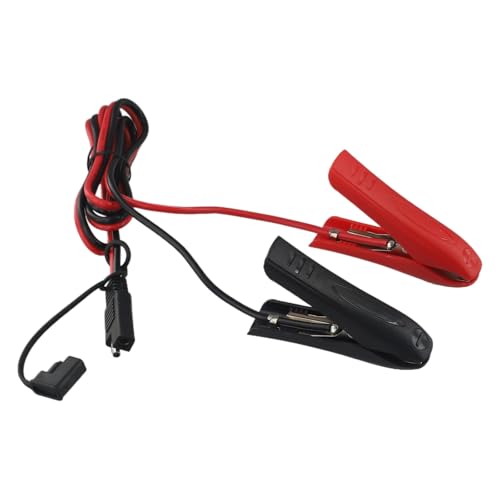 Tidevib Cable de extensión SAE a pinza de cocodrilo, 14 AWG, 1 metro, 10 A, 120 W, para cargador de batería automotriz y panel solar, negro y rojo