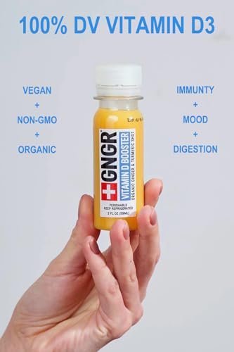 +GNGR Vitamin D Immunity Booster Cold-Pressed Ginger Shot with Turmeric, Cayenne, Vitamin D3, Immunity Shot with Peruvian Ginger Juice, for All Natural Immune & Digestive Support, Natural Energy, USDA Organic (12 fl oz - 12 pack) - Image 6