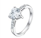 1 CT Heart Shape White Cubic Zirconia Love Promise Wedding Engagement Ring in 14K White Gold Plated