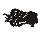 MERRYHAPY Selbstklebender Wandsticker Friseursalon mit Haarstyling motiv Langlebige Wanddeko für...