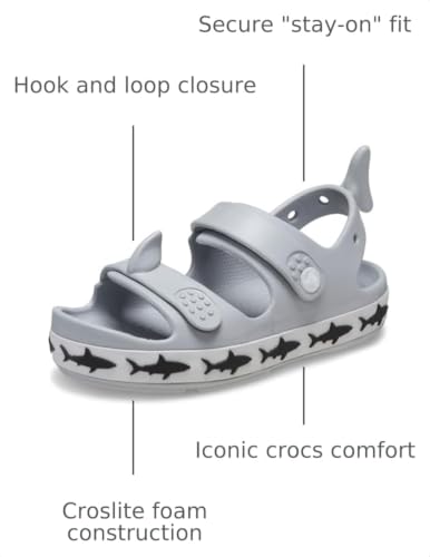 Image of Crocs Unisex Kids' Crocband Cruiser Sandal K Sandal, Shark Light Grey, 11 Little Kid US