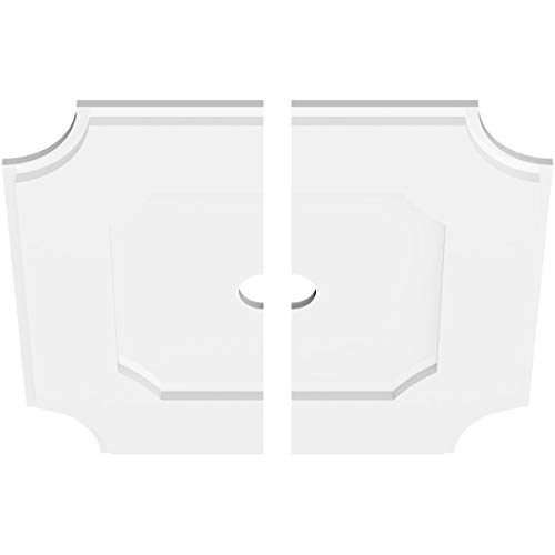 Image of Ekena Millwork CMP20LE2-02000 Locke Architectural Grade PVC Contemporary, Two Piece Urethane Ceiling Medallions 20 inchOD x 2 inchID x 12 inchC x 1 inchP