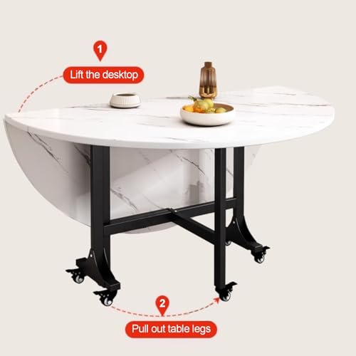 Mesa auxiliar plegable de hoja abatible con ruedas universales y pata de puerta móvil 6