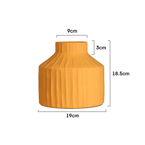 Vase céramique mat sèche fleur decoration table salon moderne couleur jaune