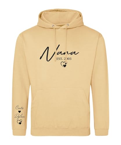 Nana Hoodie Personalised with Year, Nana Established hoody Custom Made with Names, Grandma with Date, Mothers Day, Birthday