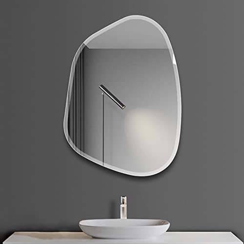 MKYOKO Espejo de baño Grande sin Marco de 40x54 cm, Espejo de Pared con Borde Biselado Irregular, Espejo de tocador asimétrico Moderno con Bordes pulidos para tocador Baño Dormitorio Entr
