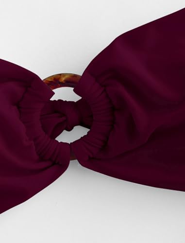 Image of ZAFUL Women's Bandeau Bikini O Ring Strapless Tie Back High Cut Two Piece Swimsuit Bathing Suits