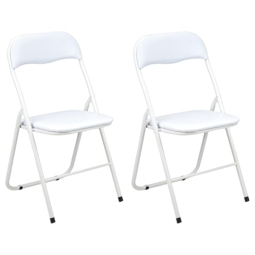 Gremium Set 2 Sedie Pieghevoli Con Cuscino In Ecopelle A Doppia Imbottitura, Seduta Ergonomica E Struttura Richiudibile Salvaspazio In Acciaio Inossidabile