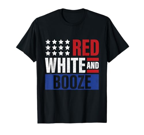 Red White and Booze Shirt Women Men 4th July Drinking...
