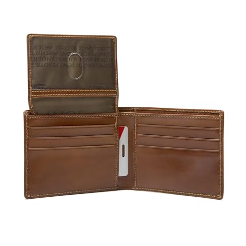 Tony Perotti Men's Italian Leather Bifold Wallet With ID Window Flap, Card Holders, Pocket Size 4.5