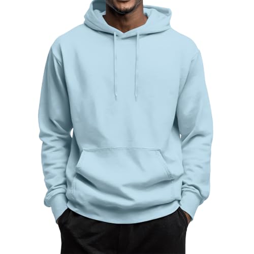 Oversized Hooded Sweatshirt Men Tall Lightweight Streetwear Plain Hoodie Fleece Pullover Sweater with Kanga Pockets