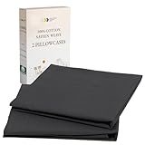 California Design Den 100% Cotton Pillow Cases Standard Size Set of 2, Soft & Cooling Sateen Weave Pillow Cases Queen - Dark Grey (Black Tone)