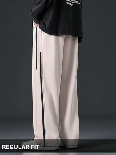 Image of GRECIILOOKS Korean Style Track Pants for Men - Loose Fit Lycra Cargo Joggers | Trendy Gym & Streetwear Bottoms with Utility Pockets (Available in Plus Size)