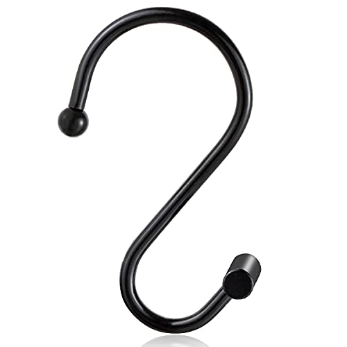 CHICTIE Black Shower Curtain Hooks Rings, Decorative for Bathroom Shower Rods, Set of 12 Premium Rust-Resistant Metal Hooks Hangers T Shaped Design