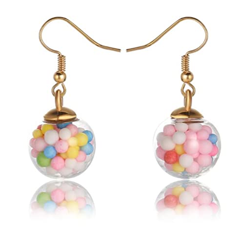 Fashion Sweet Candy Color Earrings Round Pink Earrings Alloy Personality Earrings #TOP21