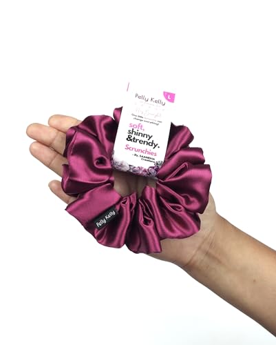 Image of Satin Scrunchies Hair Bands for Women | No-Damage Elastic Hair Ties for Ponytails & Buns | Fluffy & Stylish Rubber Bands | Large Size | Pack of 5