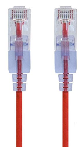 Image of Monoprice - 116314 SlimRun Cat6A Ethernet Patch Cable - Snagless RJ45 UTP Pure Bare Copper Wire 10G 30AWG 1ft Red 10-Pack