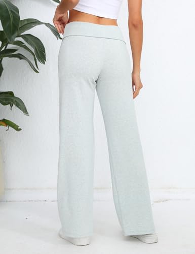HeSaYep Women's Wide Leg Sweatpants Workout Lounge Pants Fold Over Low Rise Yoga Pants2