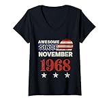 Photo Gallery donna awesome since 1968 vintage usa flag classic novembre 1968 maglietta con collo a v Photo Gallery donna awesome since 1968 vintage usa flag classic novembre 1968 maglietta con collo a v