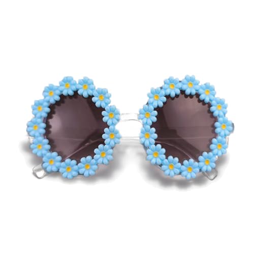 Round Flower Sunglasses for Girls, Flower Shaped Cute Glasses Retro Daisy Sunglasses for Kids UV 400 Protection