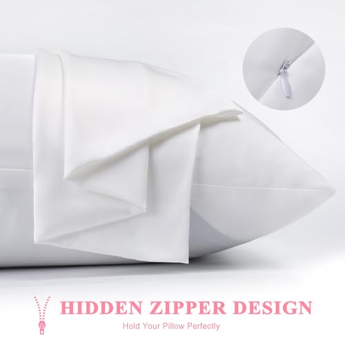 100% Silk Pillowcase 2 Pack for Hair and Skin, Both Sides 23 Momme Grade 6A+ Mulberry Silk Pillowcases with Hidden Zipper, Soft&Smooth Cooling Pillow Cases (White, Queen 20×30) by RCHDFL - Used condition - Image 5