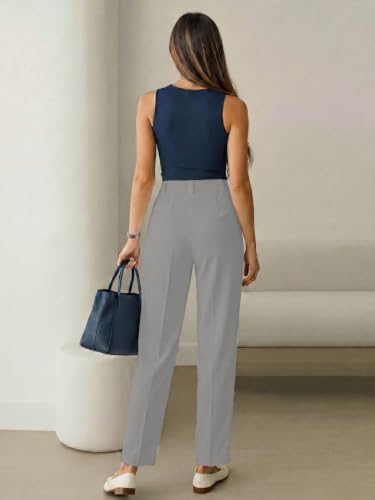 Image of KATECLO Women's Wide Leg Pants | Beige Polyester Trousers | Stylish Korean Clothing | Flared, Straight Fit, Baggy, and Loose Jeggings for Girls and Women
