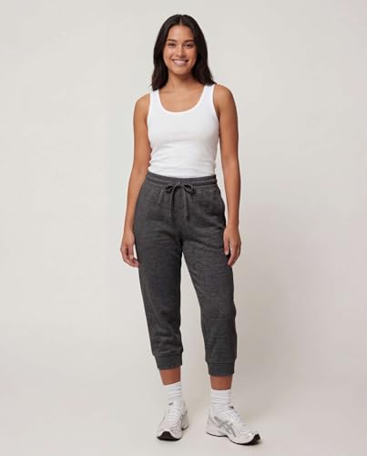 Image of Real Essentials 3 Pack: Women's Fleece Capri Joggers Athletic Lounge Gym Running Sweatpants with Pockets (Available in Plus)