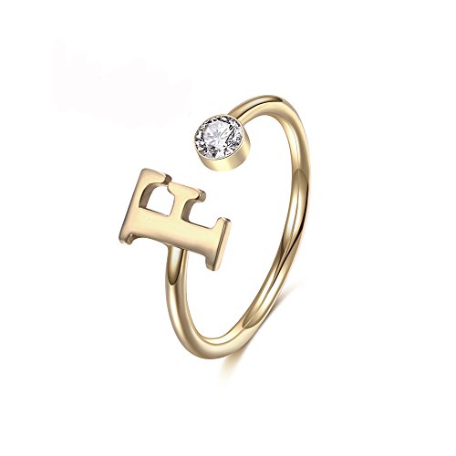 MANZHEN Personalized Gold Initial Letter Ring A-Z Stackable Ring