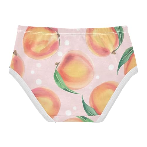 Toddler Underwear Floral 2t Cotton Little Girl Panties Fancy Kids Undies Briefs Watercolor Peaches Green Leaves2