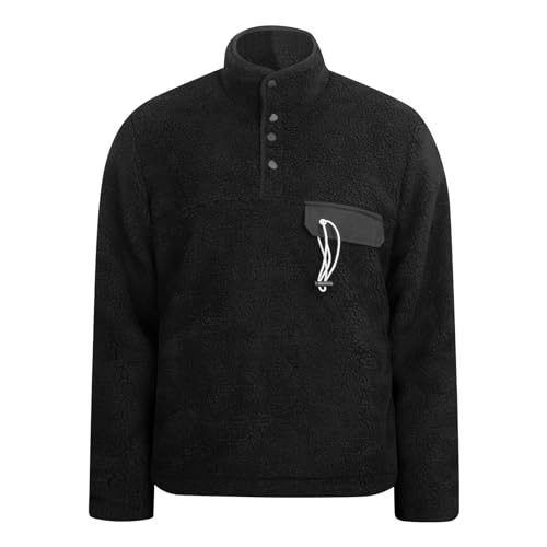 Image of MADHERO Men's Sherpa Sweatshirt Fuzzy Faux Fur Long Sleeve Stand Collar Jacket