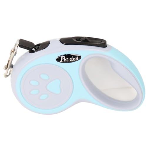 犬用リード、伸縮式、自動巻き取り、牽引ロープ、自動5M、小型・中型、噛みつき防止、外出、滑り止め、歩行安全、耐久性あり (ブルー)