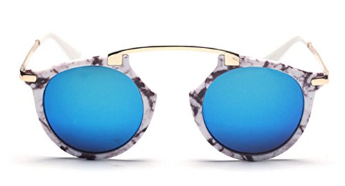 GAMT Brand Colorful Oval Sunglasses Fashion Round Eyewear Metal Frame for Men and Women Blue