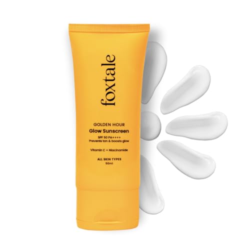 Foxtale Glow Sunscreen SPF 50 PA++++ with Vitamin C & Niacinamide, In-Vivo Tested, Sensitive-Skin Friendly, Made with 100% New-Gen Filters & EU Approved, Lightweight, Non-Greasy, No White Cast 50ml
