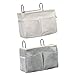 SMELEYOU Nachttasche Organizer, Betttasche Korb, Betthänge Organizer Taschenbett Multifunktion Caddy für Schlafsaal Schlafzimmer Büroschule Etagenbett 2 Pcs grau Weiß