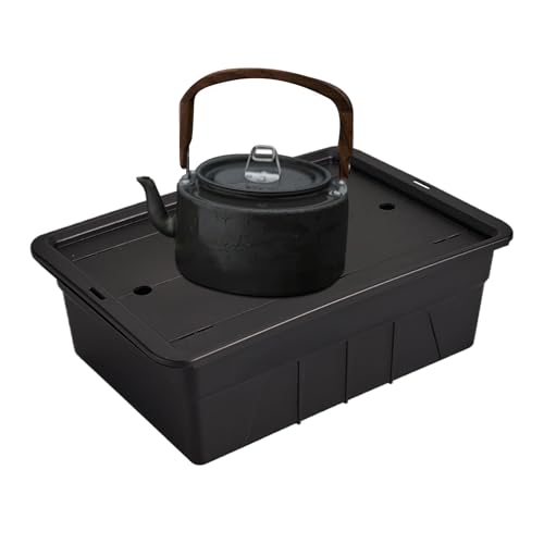 Nuytghr Organizador de té, recipiente de té con tapa, organización multifuncional para el hogar, funda portátil a prueba de polvo para camping, barbacoa, picnic, patio, jardín, ocio, comedor al aire